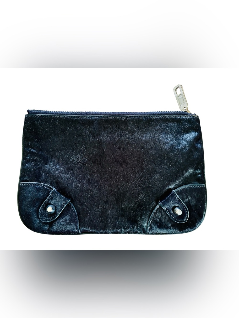 Juicy Couture Black Faux Fur Zip Clutch